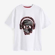 Load image into Gallery viewer, White Camo Skull Short Sleeve Graphic T-Shirt (3-12yrs)

