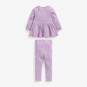 Lilac Purple Long Sleeve Knitted Peplum Legging Set (3mths-5yrs)