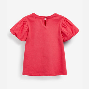 Red Cotton Puff Sleeve T-Shirt (3mths-6yrs)