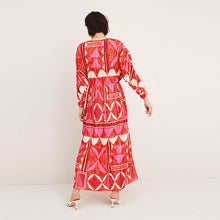 Load image into Gallery viewer, Pink Print Plissé Midi Dress
