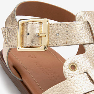 Gold Forever Comfort® Leather Gladiator Sandals