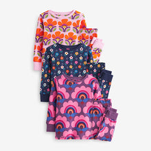 Load image into Gallery viewer, Purple/Navy Floral Pyjamas 3 Pack (9mths-12yrs)
