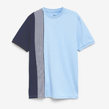 Load image into Gallery viewer, Light Blue Dogtooth Regular Fit Pattern T-Shirt
