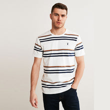 Load image into Gallery viewer, Ecru White/Tan Brown Stripe T-Shirt
