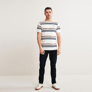 Ecru White/Tan Brown Stripe T-Shirt