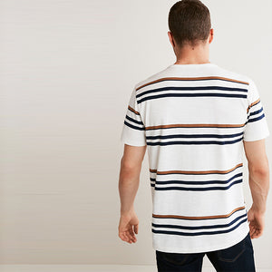 Ecru White/Tan Brown Stripe T-Shirt