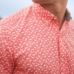 Coral/Red Printed Short Sleeve Shirt
