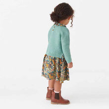 Load image into Gallery viewer, Teal Blue Woven Knit Mix Dress (3mths-5yrs)
