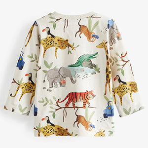 Multicoloured Safari All-Over Printed Long Sleeve T-Shirt (3mths-7yrs)