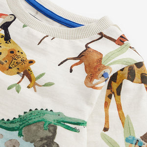 Multicoloured Safari All-Over Printed Long Sleeve T-Shirt (3mths-7yrs)