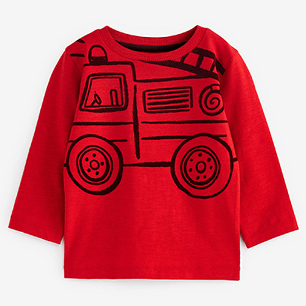 Red Fire Engin Long Sleeve Character T-Shirt (3mths-6yrs)