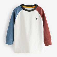 Load image into Gallery viewer, White/ Blue/Brown Cosy Colourblock Long Sleeve T-Shirt (3mths-5yrs)

