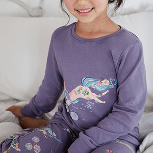 Blue/Cream Unicorn Floral 2 Pack Pyjamas (3-12yrs)