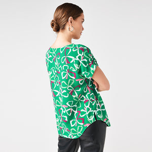 Green Floral Pink Boxy T-Shirt