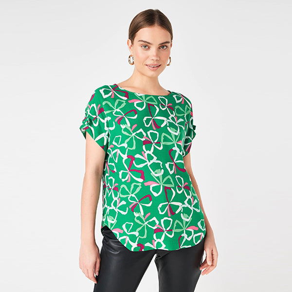 Green Floral Pink Boxy T-Shirt
