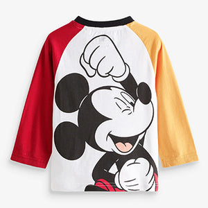 White/Black Oversized Mickey Mouse Colourblock Long Sleeve T-Shirt (3mths-5yrs)