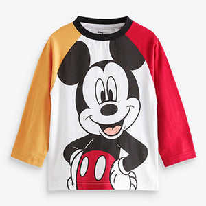 White/Black Oversized Mickey Mouse Colourblock Long Sleeve T-Shirt (3mths-5yrs)