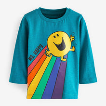Load image into Gallery viewer, Blue Mr Happy Rainbow Long Sleeve T-Shirt (3mths-5yrs)
