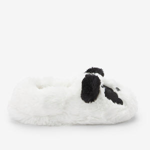White Panda Recycled Faux Fur Slippers (Older Kids)