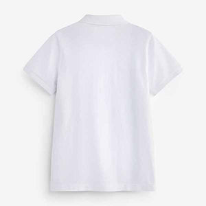 White /Tan Brown Vertical Stripe Short Sleeve Zip Neck Polo Shirt (3-12yrs)