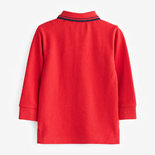 Load image into Gallery viewer, Red Long Sleeve Plain Polo Shirt (3mths-5yrs)
