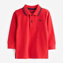 Load image into Gallery viewer, Red Long Sleeve Plain Polo Shirt (3mths-5yrs)
