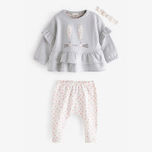 Load image into Gallery viewer, Powder Blue 3 Piece Baby Sweater, Leggings And Headband Set (0mth-2yrs)

