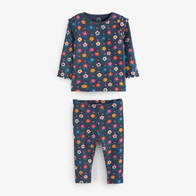 Load image into Gallery viewer, Navy Blue Floral Baby Top And Legging Set (0mth-18mths)
