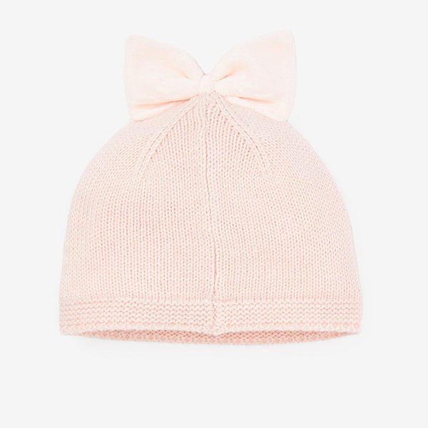 Pale Pink Bow Baby Hat (0mths-18mths)