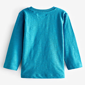 Turquoise Blue Long Sleeve Plain T-Shirt (3mths-6yrs)