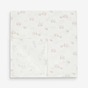4 Pack White Animal Baby Muslin Squares
