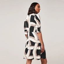 Load image into Gallery viewer, Black /Cream Geo Tea Dress

