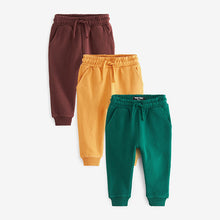 Load image into Gallery viewer, Berry/Green/Ochre 3 Pack Soft Touch Joggers (3mths-5yrs)
