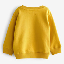 Load image into Gallery viewer, Ochre Yellow Digger Bouclé Crew Neck Sweatshirt (3mths-5yrs)
