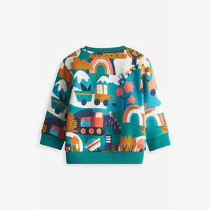 Multi Vehicule All Over Print Jersey Sweat Top (3mths-5yrs)