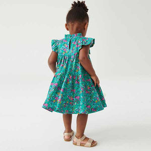 Teal Green Floral Tiered Frill Dress (3mths-6yrs)