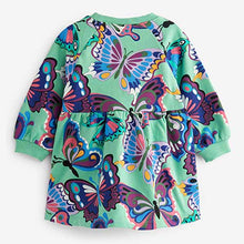 Load image into Gallery viewer, Green Butterfly Sweat Dress (3mths-6yrs)
