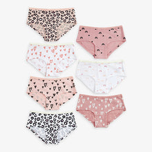 Load image into Gallery viewer, Pink/Cream Animal Print 7 Pack Hipster Briefs (2-12yrs)
