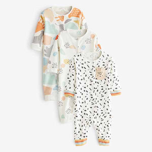 White Markmake 3 Pack Baby Footless Sleepsuits (0mth-18mths)