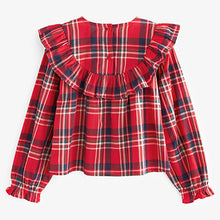 Load image into Gallery viewer, Red Tartan Cotton Frill Blouse (3-12yrs)
