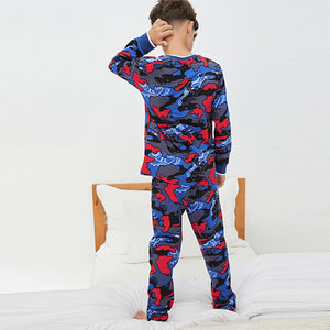 Red/Blue Football Camo 2 Pack Pyjamas (3-12yrs)