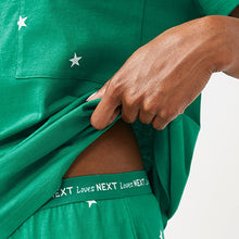 Load image into Gallery viewer, Green Star Cotton Short Sleeve Pyjamas
