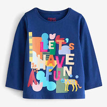 Load image into Gallery viewer, Navy Blue Slogan Long Sleeve Cotton T-Shirt (3mths-6yrs)
