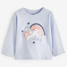Load image into Gallery viewer, Blue Unicorn Long Sleeve Cotton T-Shirt (3mths-6yrs)
