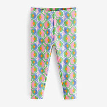 Load image into Gallery viewer, Blue/Green Geo Floral Rib Jersey Leggings (3mths-6yrs)

