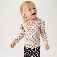 Load image into Gallery viewer, Neutral Geo Heart Long Sleeve Frill Rib Jersey Top (3mths-6yrs)
