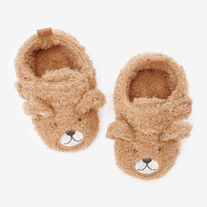 Tan Brown Bear 3D Baby Pram Shoes (0-24mths)