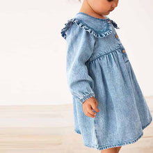 Load image into Gallery viewer, Blue Denim Collar Dress (3mths-6yrs)
