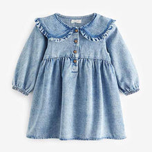 Load image into Gallery viewer, Blue Denim Collar Dress (3mths-6yrs)
