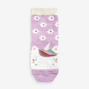 5 Pack Pink/Green Cotton Rich Character Ankle Socks (Younger/Older Girls)